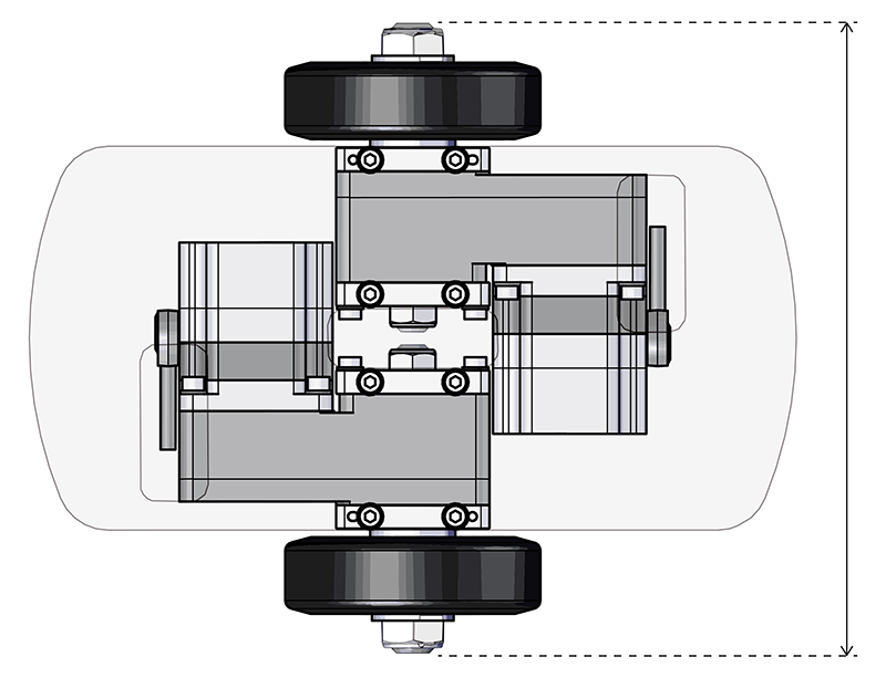通过电动机交叉实现的瘦身结构